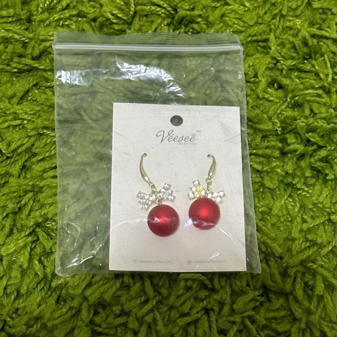 Red deals ball earrings
