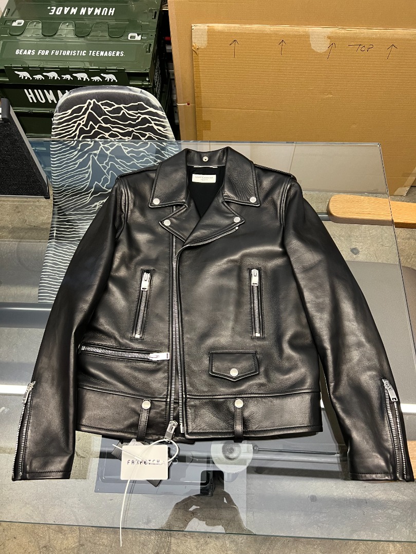 Saint laurent motorcycle jacket on sale in lambskin