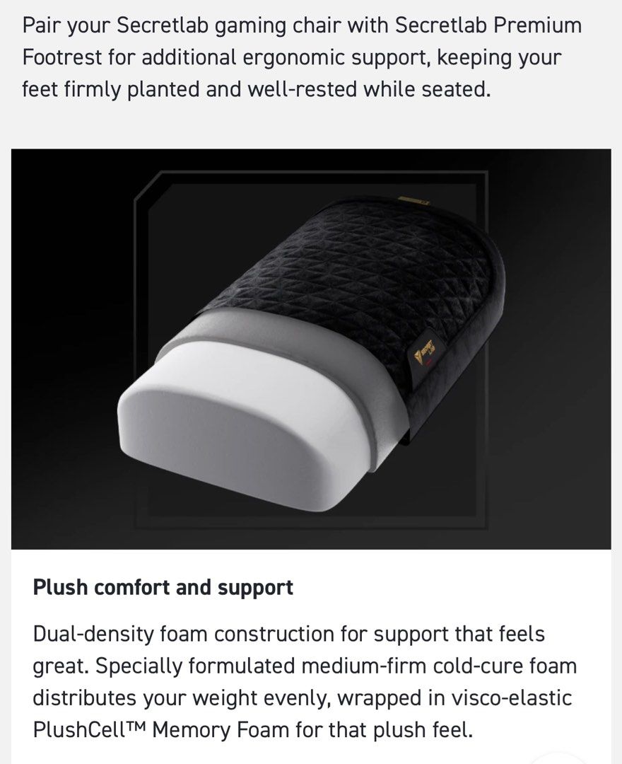 Secretlab Premium Footrest (PlushCell Memory Foam)