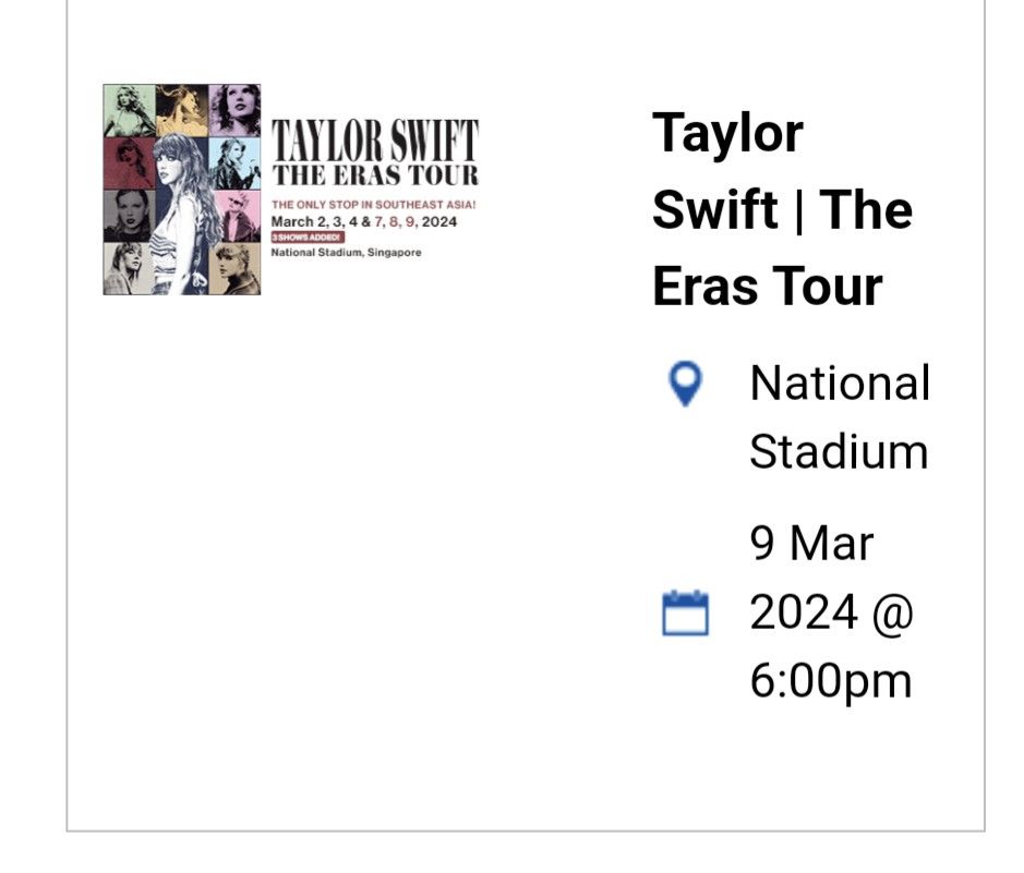 2x Taylor Swift tickets, Tickets & Vouchers, Event Tickets on Carousell