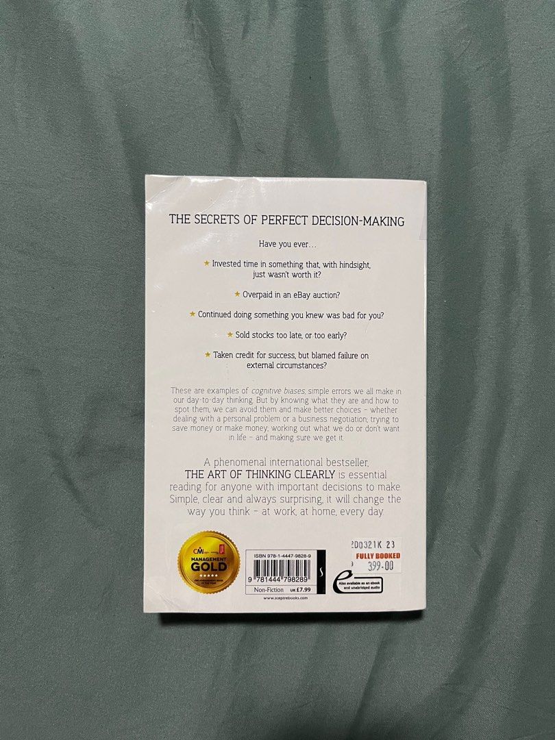 The Art of Thinking Clearly (Category: Storybooks) located in Valenzuela. Submitted by keroppiverse (Listing ID 1242565529, Image 2). Description: -Good as new with plastic cover -Please note that there are highlights on some pages.