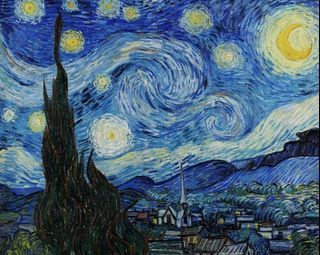 Louis Vuitton Speedy 35 CUSTOM PAINTED - Triple Sealed - Van Gogh Starry  Night.