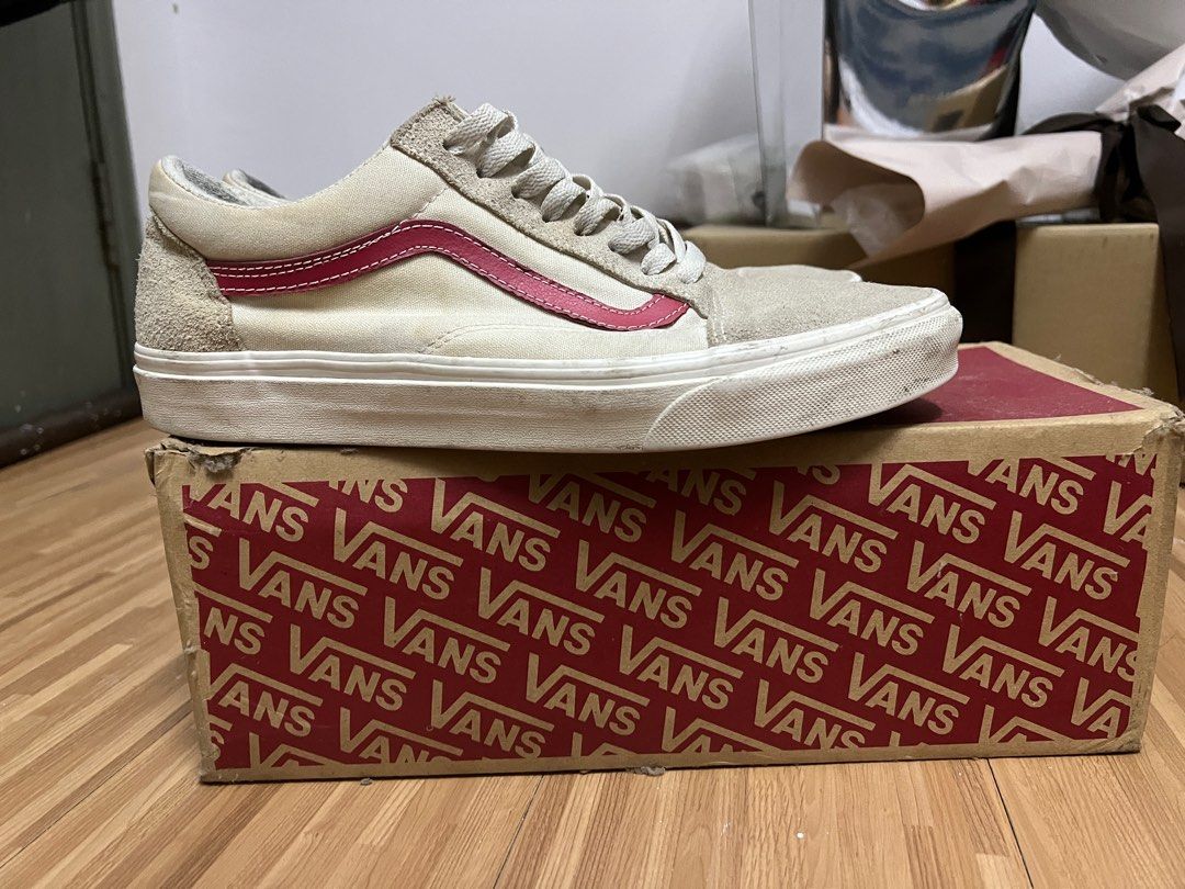Vans old skool outlet vintage white rococo red