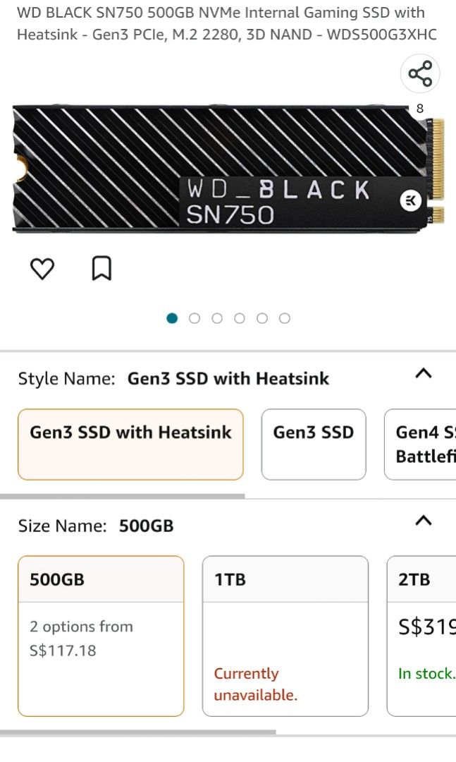 Western digital Black SN750 500GB