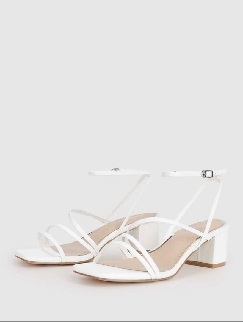 White Heeled Sandals Women s Fashion Footwear Sandals on Carousell