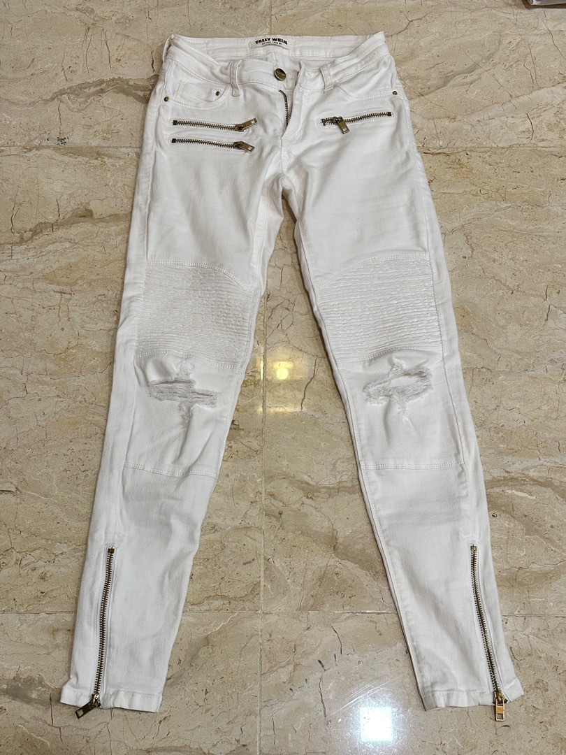 White biker jeans womens sale