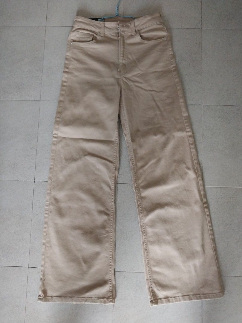 Wide High Waist Khaki Jeans, Women's Fashion, Bottoms, Jeans & Leggings