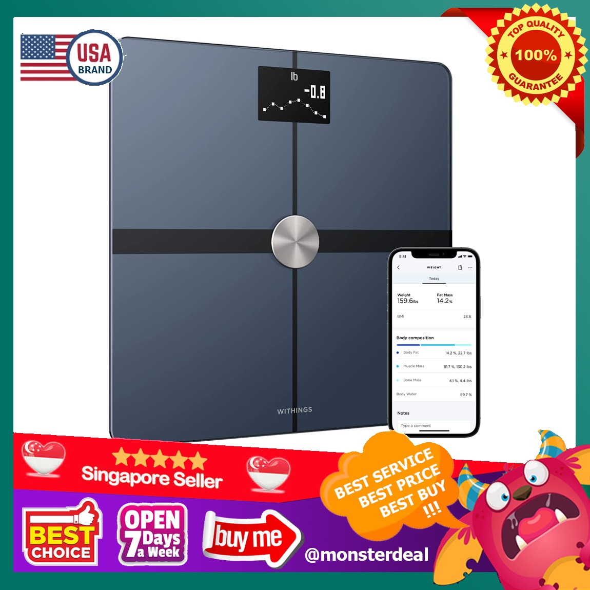 Withings Body+ WiFi Smart Scale for Body Weight with Automatic Smartphone App Sync, Full Body