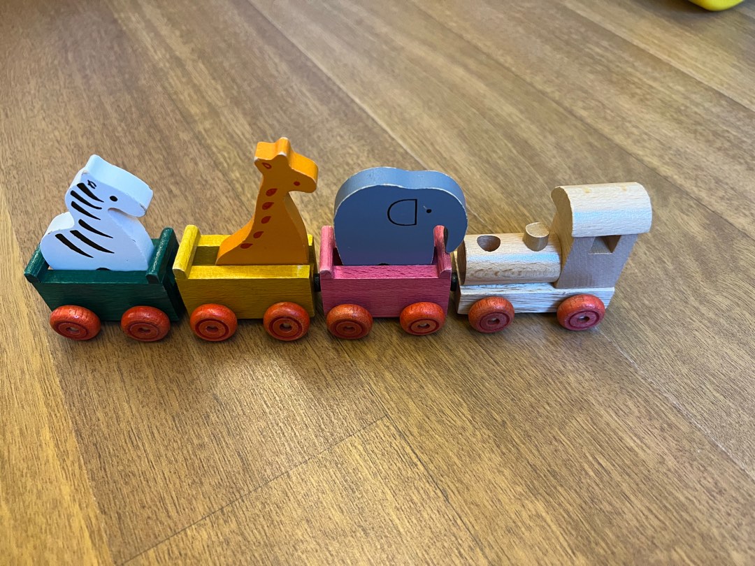 Wooden Zoo Animal Train Set, Hobbies & Toys, Toys & Games on Carousell