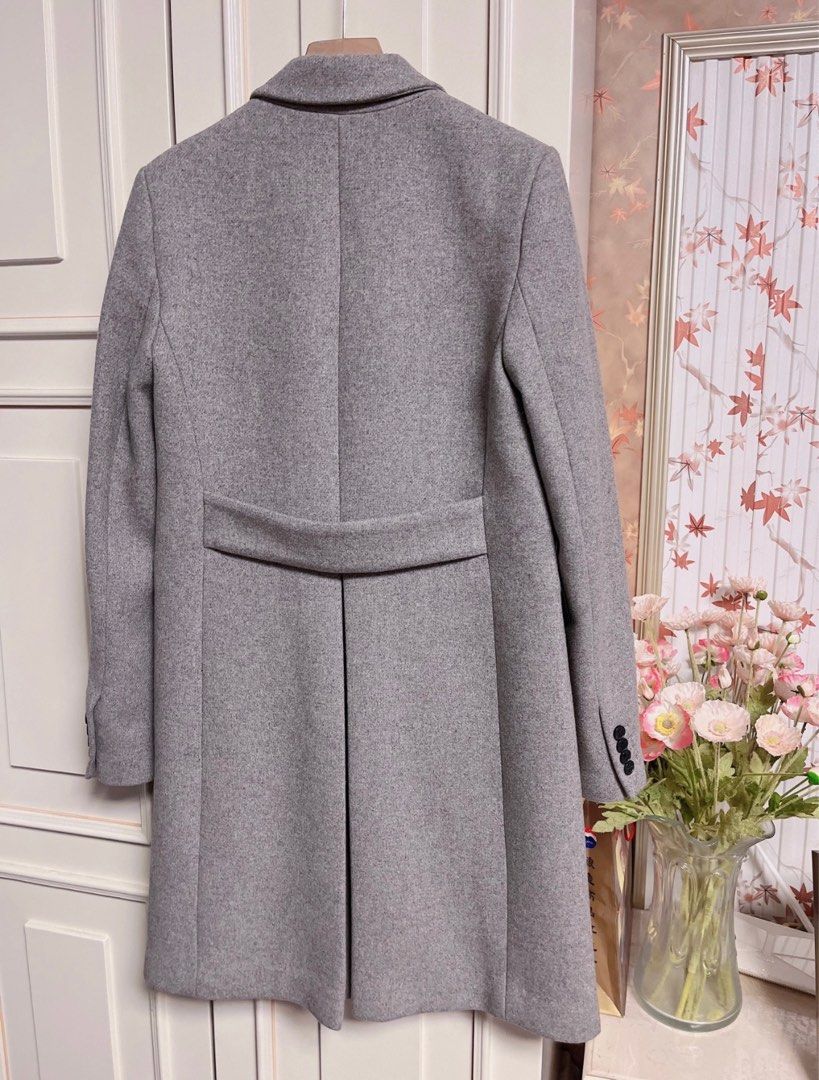ZARA Trf Light Grey 50 Lana Wool Coat Winter Jacket Blazer