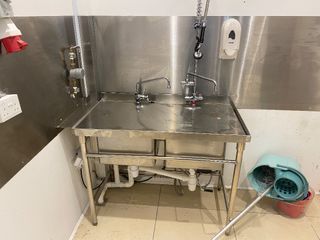 2 BAY Sink Commercial Usage with Pre-Rinse Spray and 2 taps