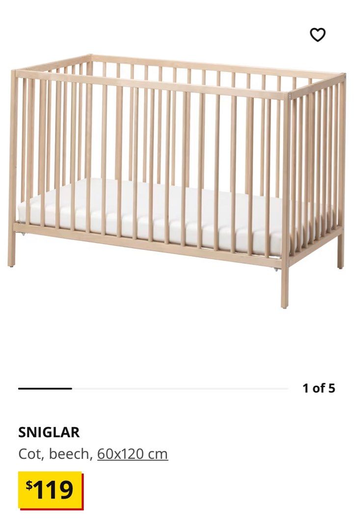 IKEA Sniglar Cot + Mattress, Babies & Kids, Baby Nursery & Kids