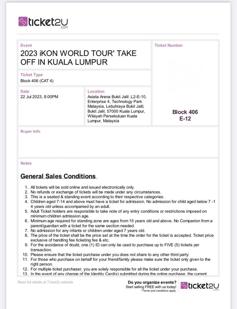 2x Cat4 Tickets Ikon World Tour “take Off” In Kuala Lumpur Tickets And Vouchers Event Tickets On 3232