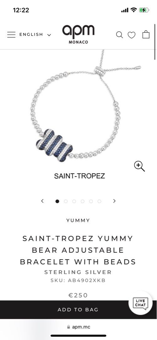 Saint-Tropez Yummy Bear Adjustable Bracelet with Beads