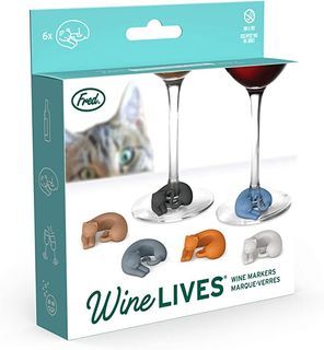 6 PC SET FRED Wine Glass Markers Charms Wine Lives Kitty Cats Drinking Party Glass Labeler Party Décor P699