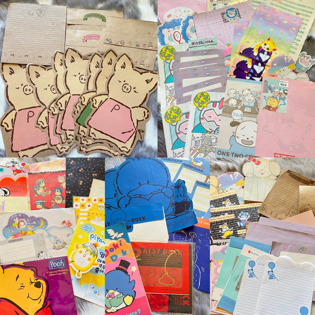 90s VINTAGE STATIONERY LOT Zashikibuta, Lisa Frank, Keroppi, Etc. on