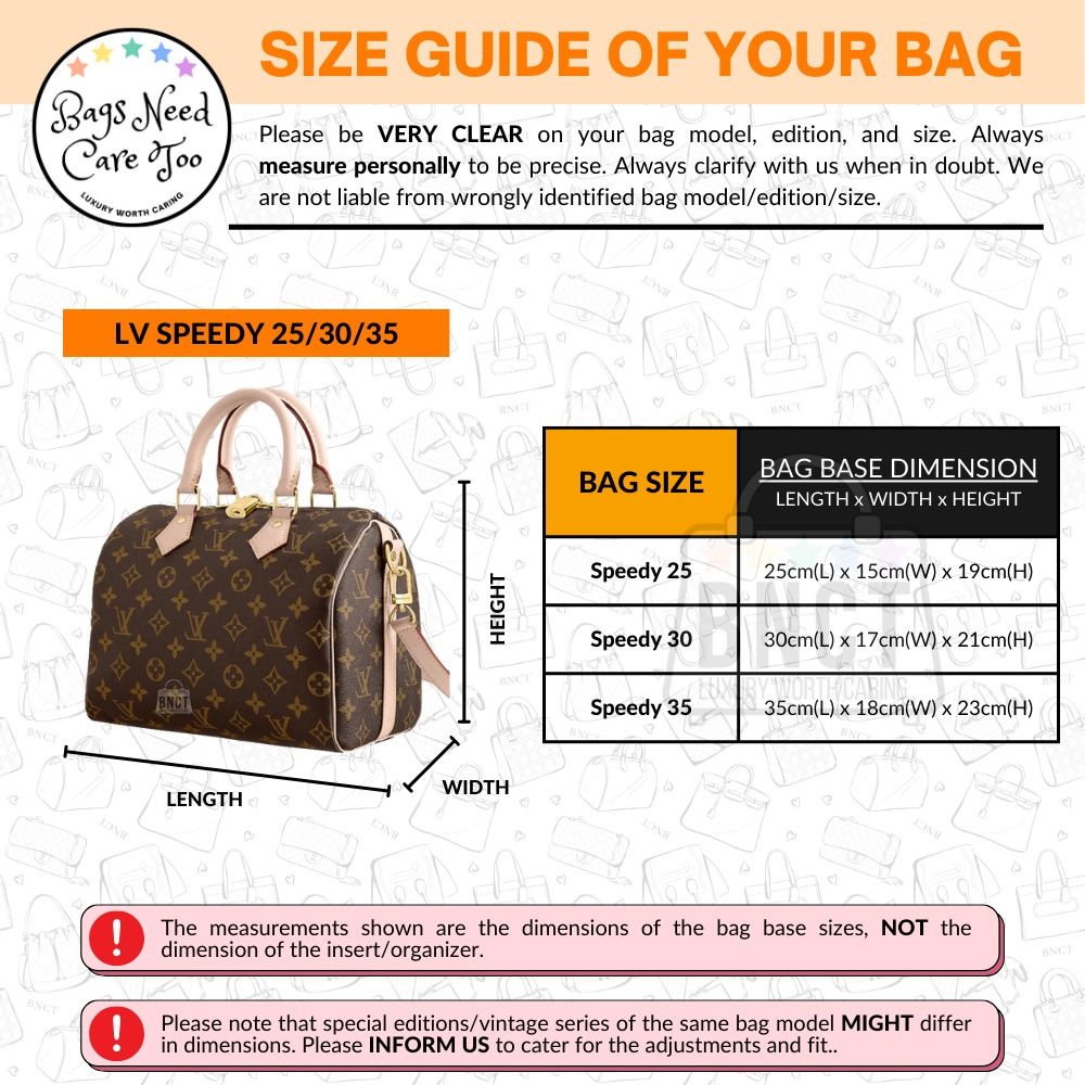 𝐁𝐍𝐂𝐓👜]🧡 LV Speedy 25/30/35 Bag Organizer, Felt Bag In Bag Customized  Organiser