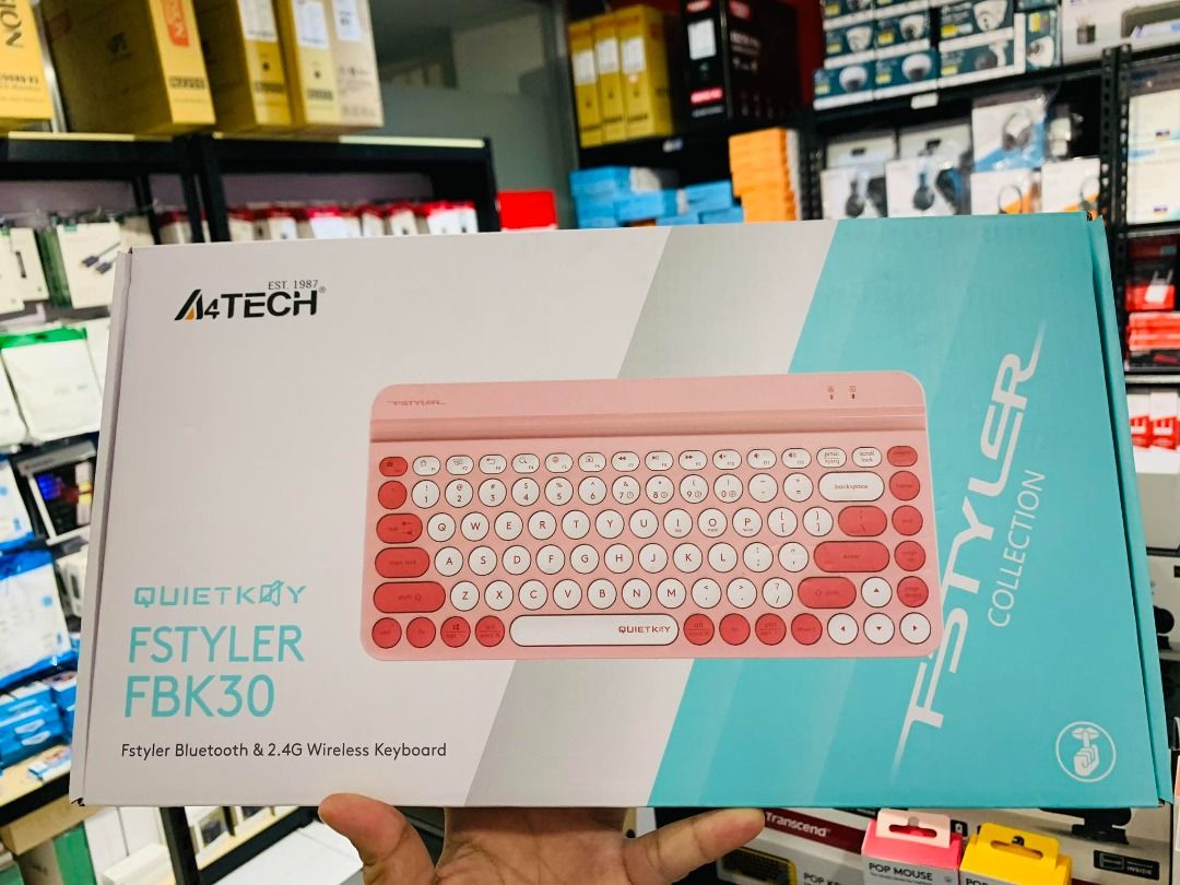 A4Tech Fstyler FBK30 Bluetooth & 2.4G Wireless Keyboard Raspberry ...