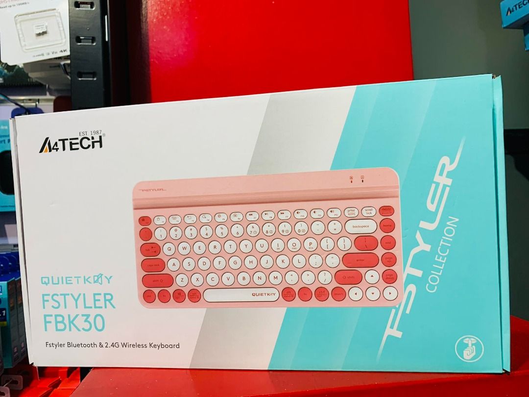 A4Tech Fstyler FBK30 Bluetooth & 2.4G Wireless Keyboard Raspberry ...