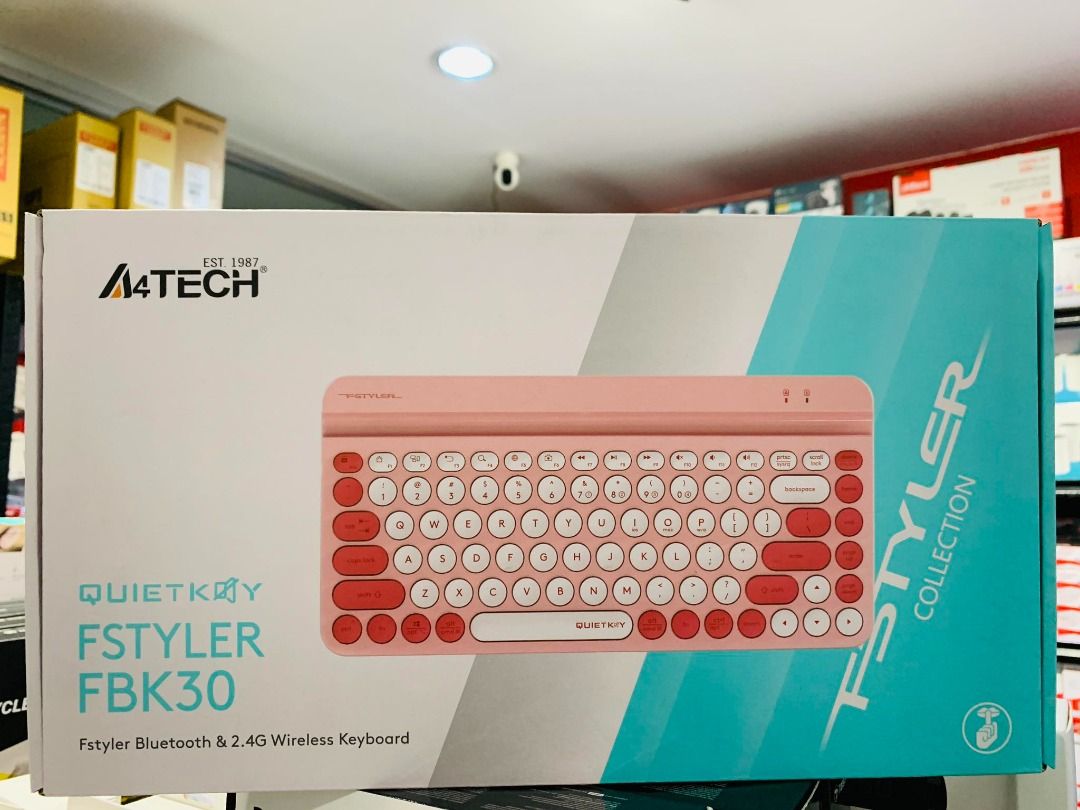 A4Tech Fstyler FBK30 Bluetooth & 2.4G Wireless Keyboard Raspberry ...