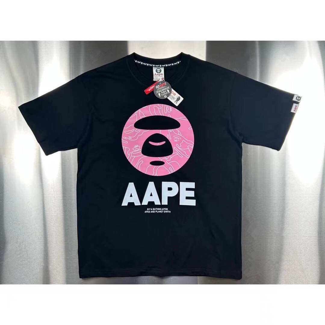 Aape tee 經典迷彩猿顏字母印花薄款短袖T恤, 女裝, 上衣, T-shirt