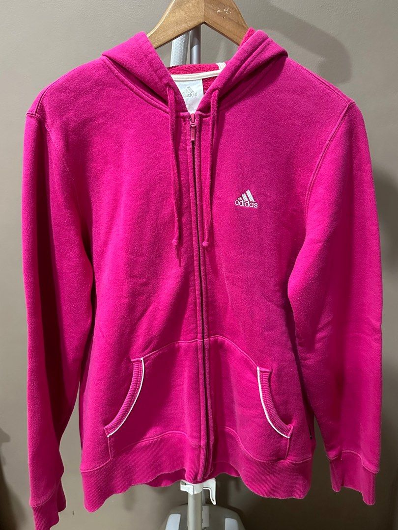 Adidas Pink Zip up hoodie Women s Fashion Coats Jackets and Outerwear on Carousell