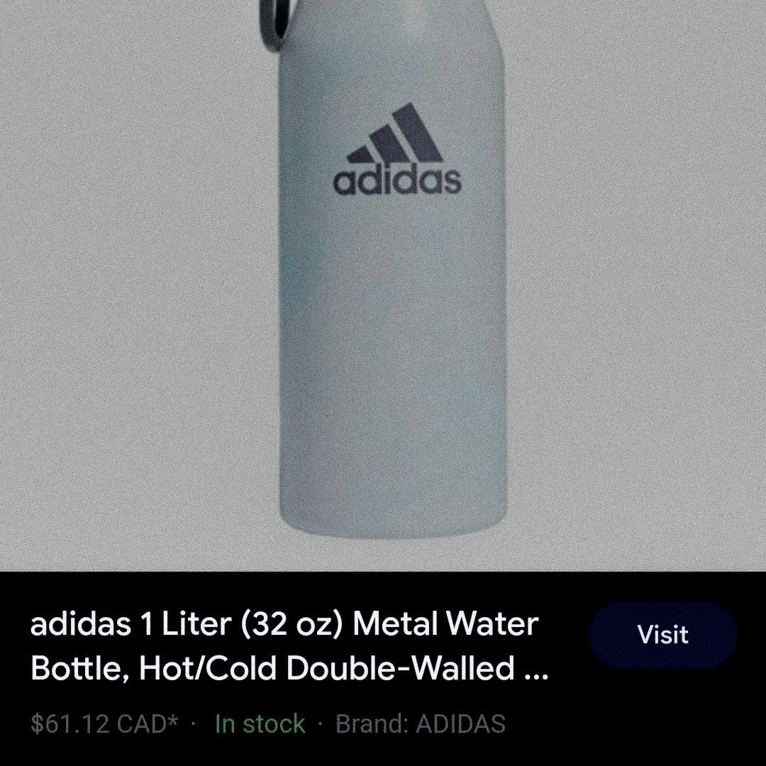 Adidas original 1 liter (32 0z.) Metal Water Bottle Hot/Cold Double Wall