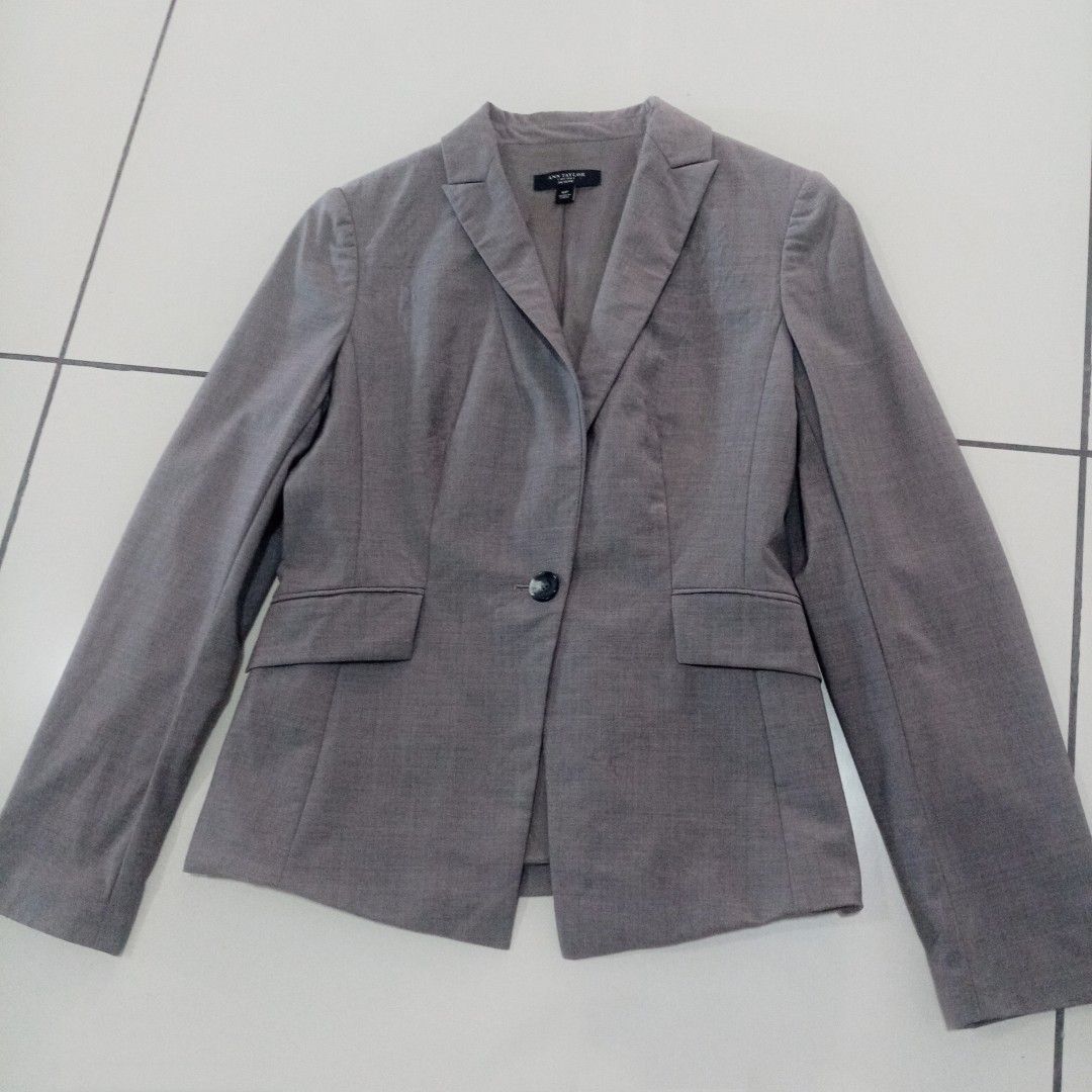 Ann taylor grey blazer discount