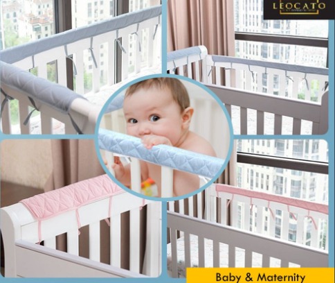 Baby Crib Rail Cover Protector Set Wrap Around Protection Safe Teething Guard