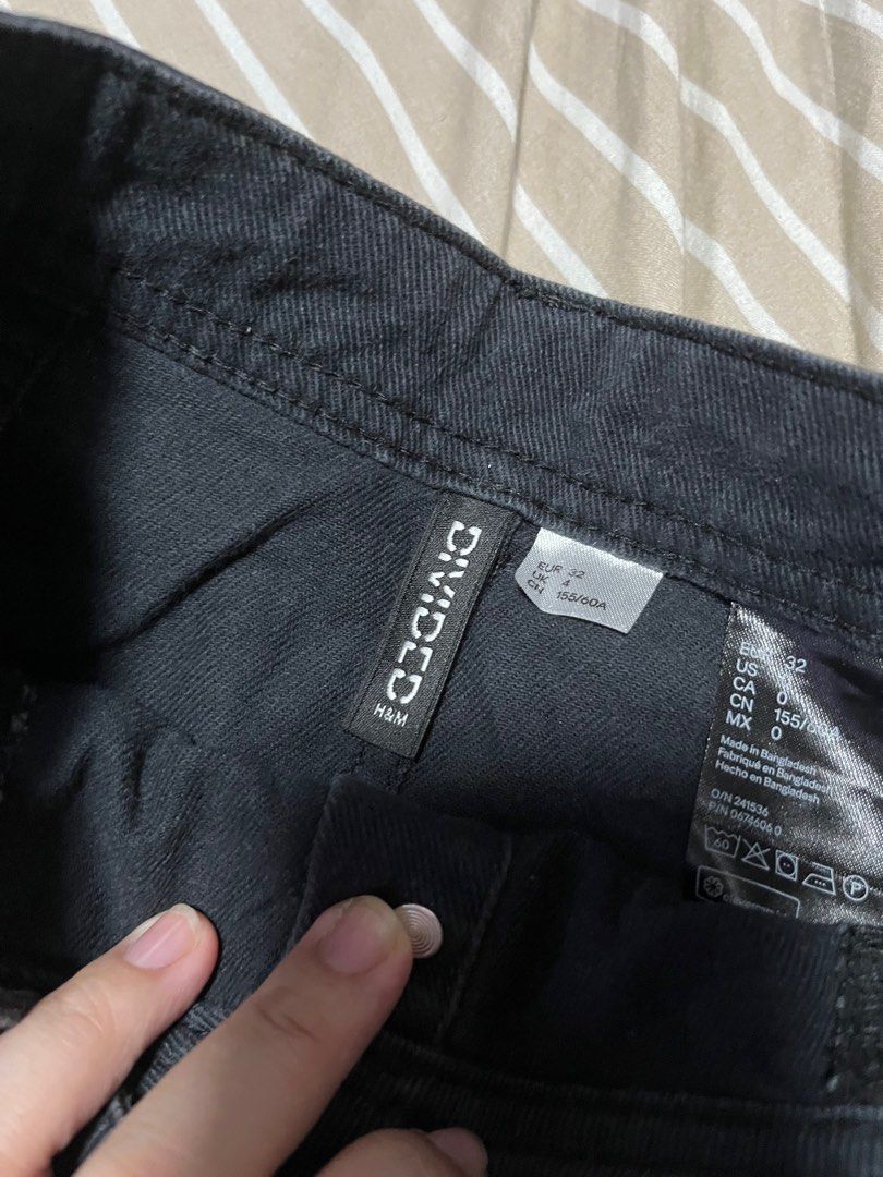 H and m black denim skirt online