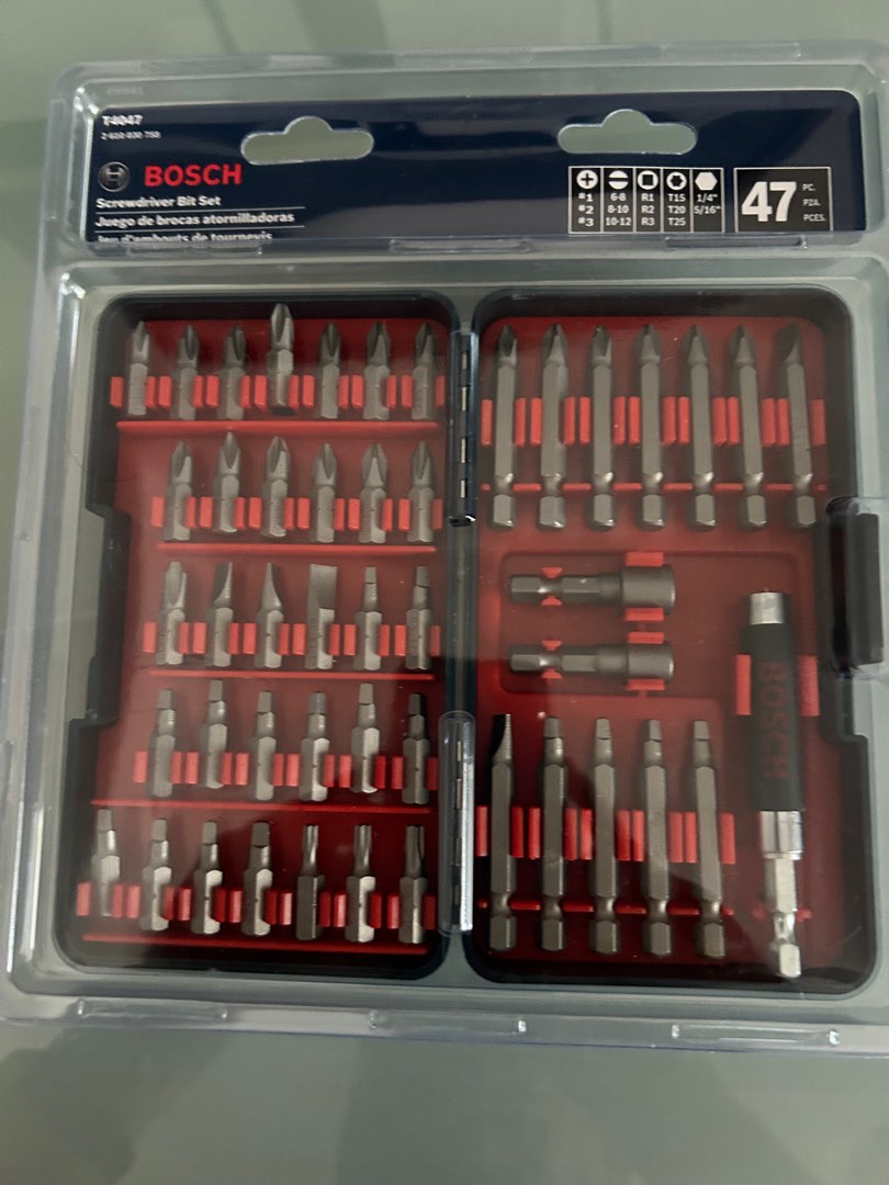 Brand new Bosch 47 pc screwdriver set T4047, Furniture & Home Living