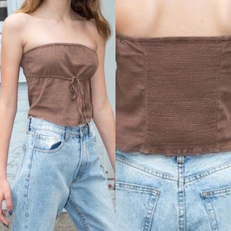 Brandy Melville Kinsley Tube Tie Top In Brown, Women's Fashion, Tops,  Blouses on Carousell
