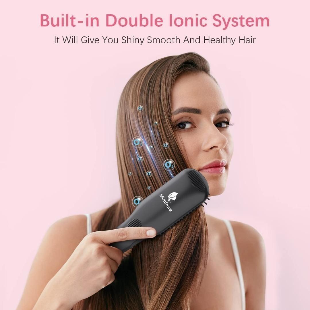 C0233 Enhanced Hair Straightener Brush by MiroPure 2 in 1 Ionic