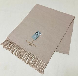 CAROLIN CONSTANT PARIS Luxury Scarf Beige Merino Wool Scarves Muffler Thermal Winter