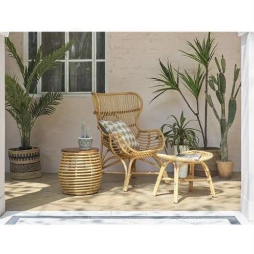 Castlery Mico Cane Rattan Storage Side Table Furniture Home