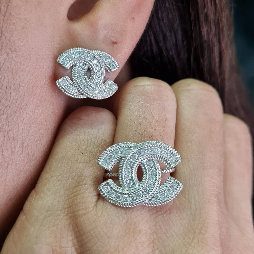 CC diamond earring and ring Women s Fashion Jewelry Organizers