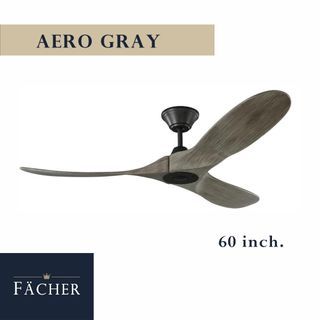 Ceiling Fan Modern Inverter Indoor Outdoor Remote Control Inverter Aero Gray solid wood blade 60"