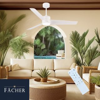 Ceiling Fan Modern Inverter Indoor Outdoor LED Light Remote Control VELO matte White 48"