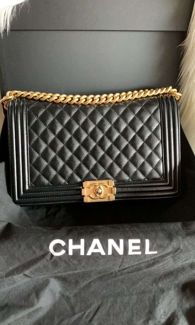 Chanel boy medium 28cm black caviar ghw#29 thn 2021 fullset no rec