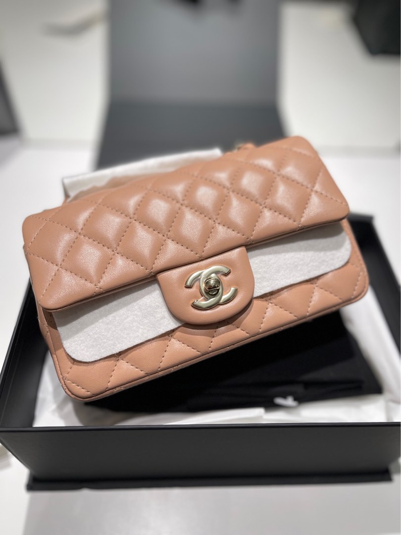 Chanel Classic Mini Rectangular Flap Beige, Luxury, Bags & Wallets on  Carousell