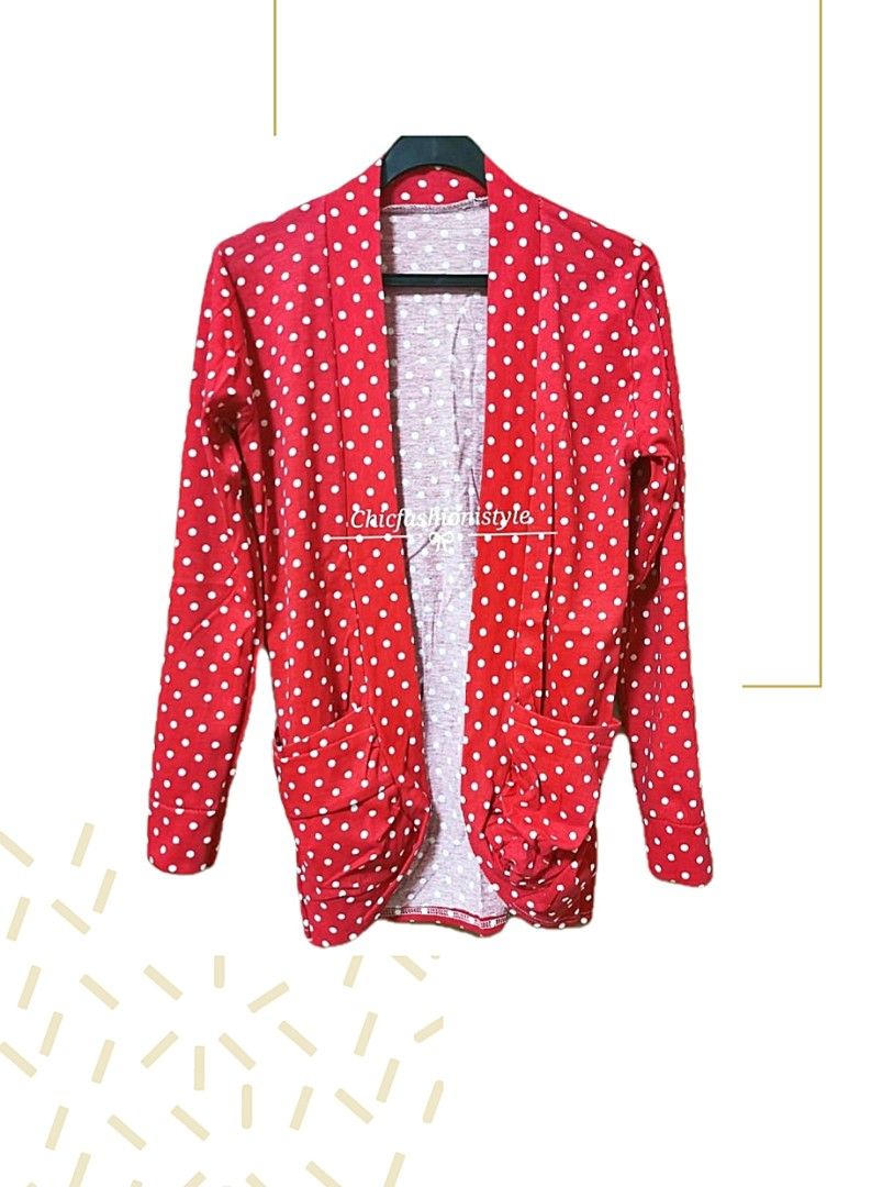 Red polka dot cardigan sale