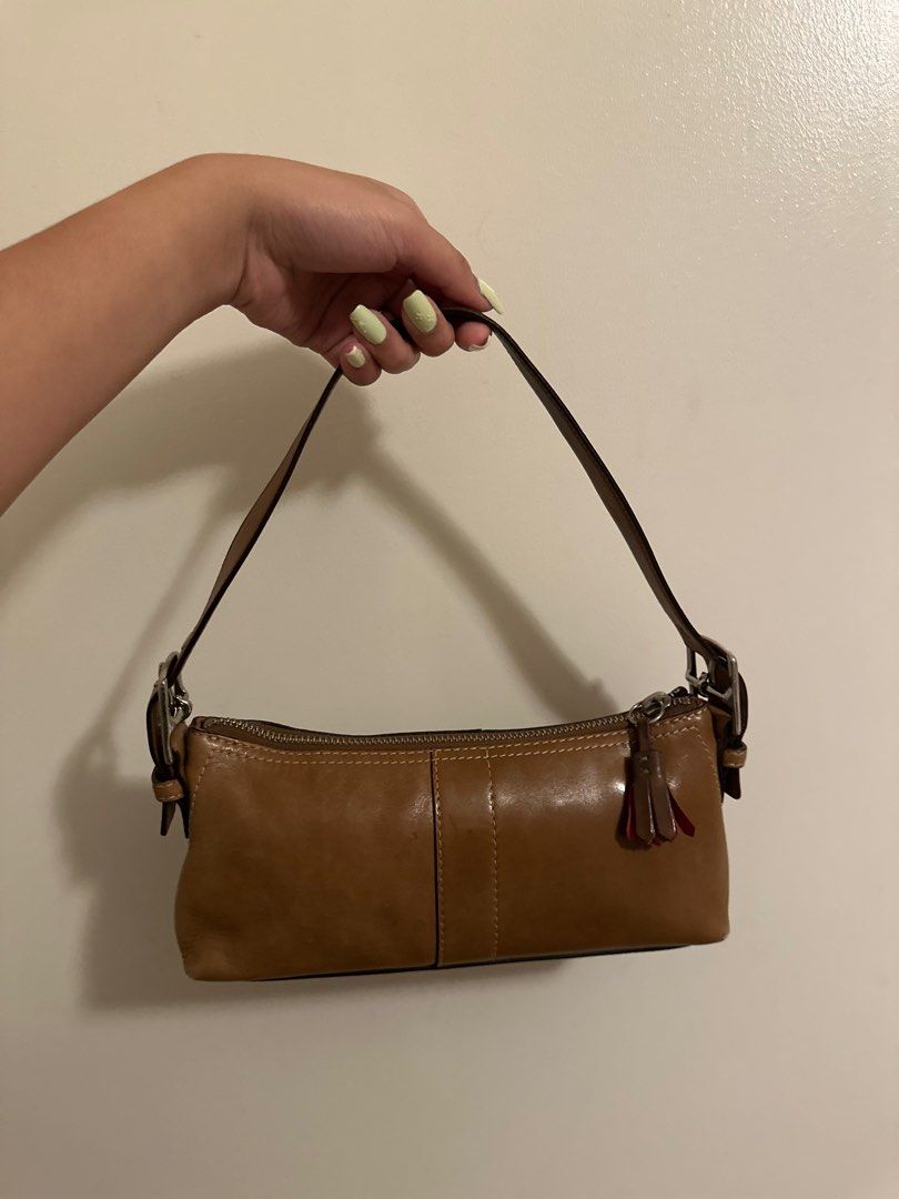 Coach tan leather shoulder bag hot sale