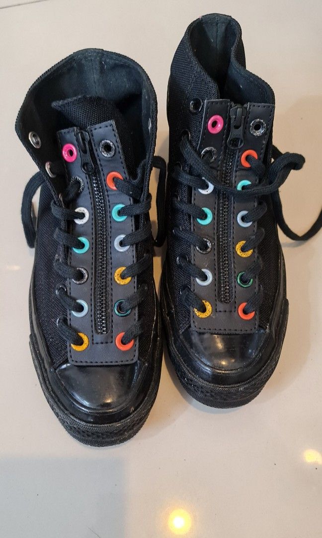 Converse Black Rainbow zipper Fesyen Wanita Sepatu di Carousell
