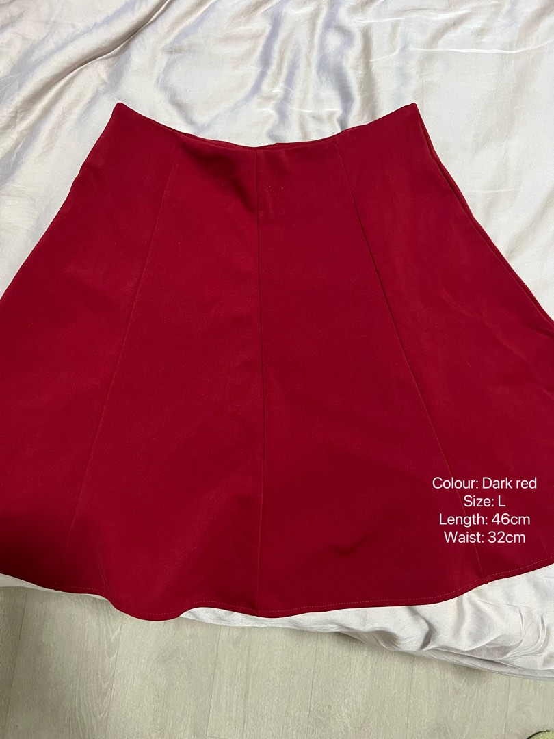 Dark red skirt (A shape), Women's Fashion, Bottoms, Skirts on Carousell