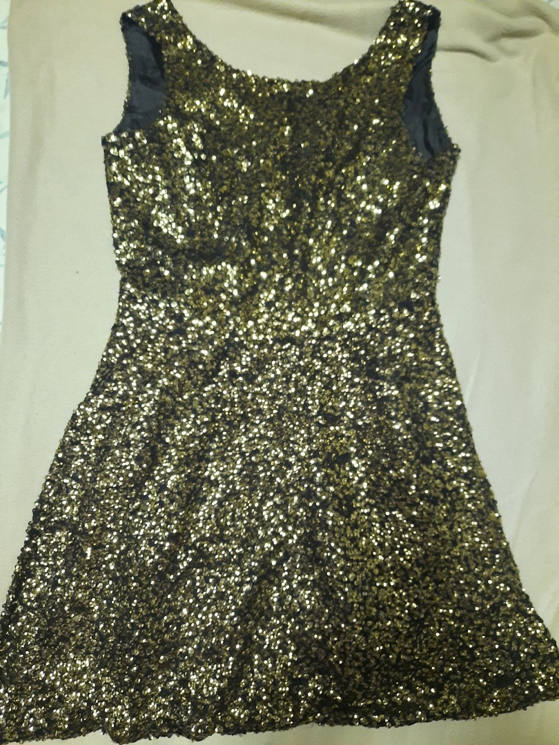 Debenhams sequinned gold and black dress