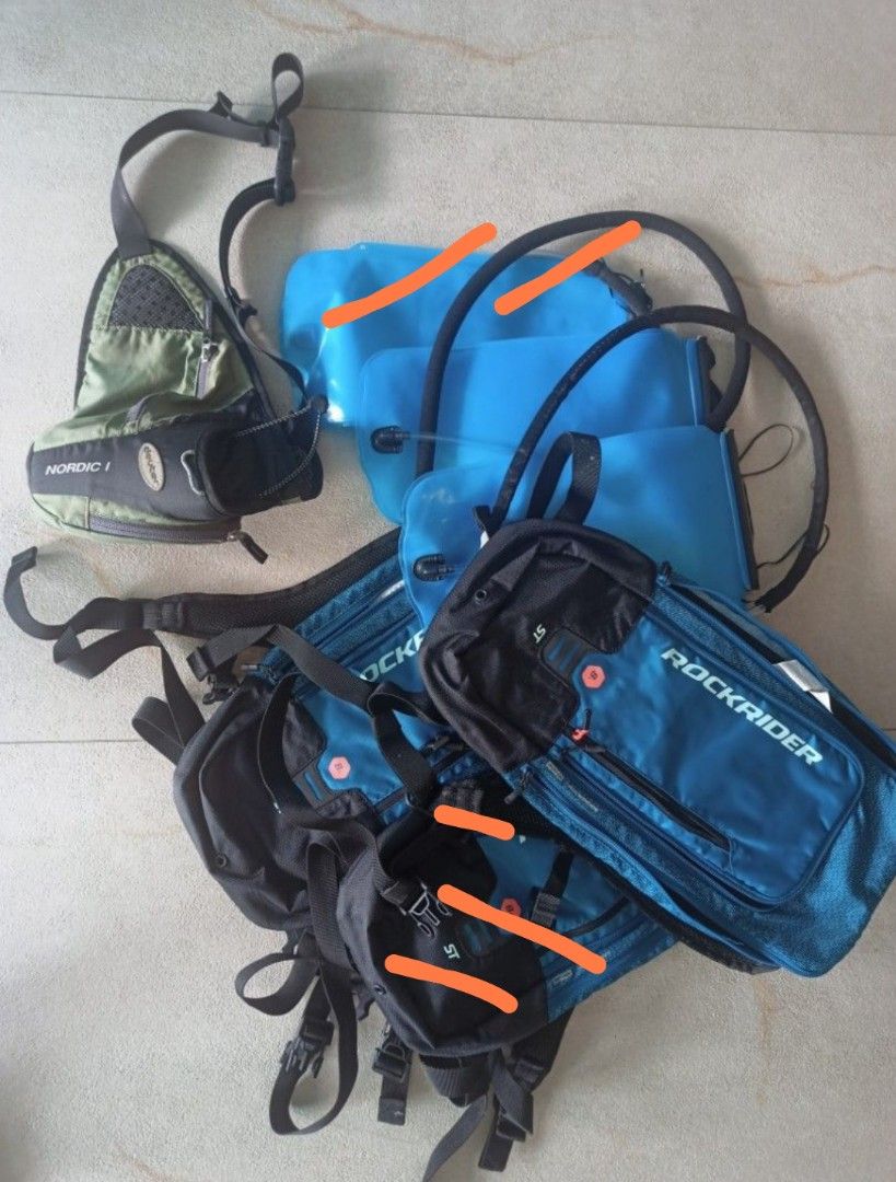Decathlon Bike hiking walking running camping outdoor hydration water bag and Deuter waist pouch Sports Equipment Other Sports Equipment and Supplies on Carousell
