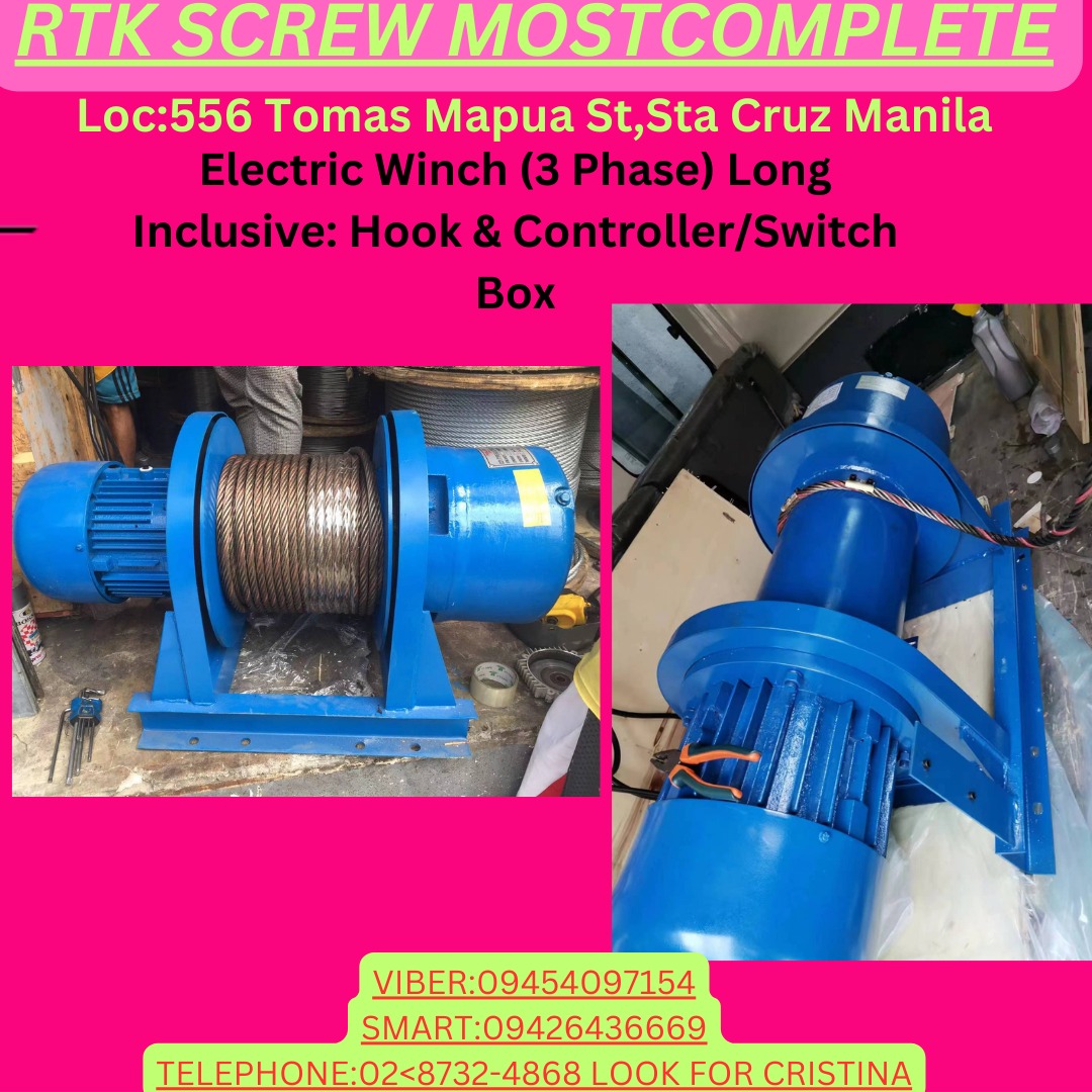 Electric Winch (3 Phase) Long Inclusive Hook & Controller/Switch Box