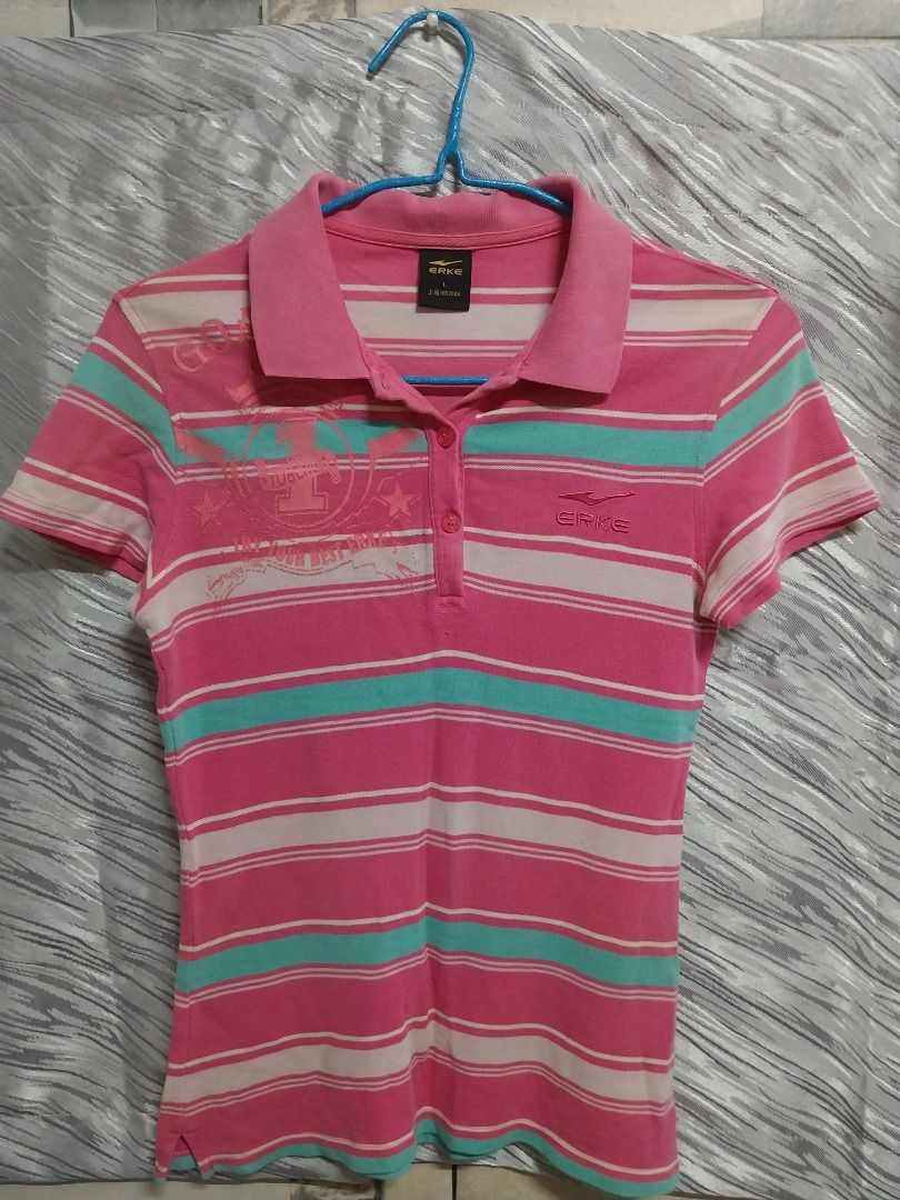 Erke Pink Polo Shirt for Women, Women's Fashion, Tops, Shirts on Carousell