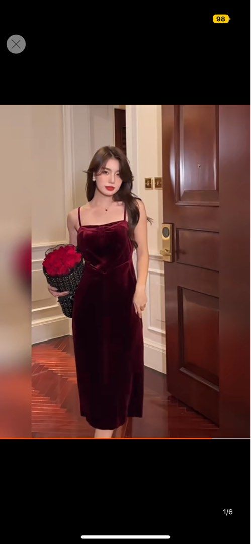 Red velvet party outlet dress