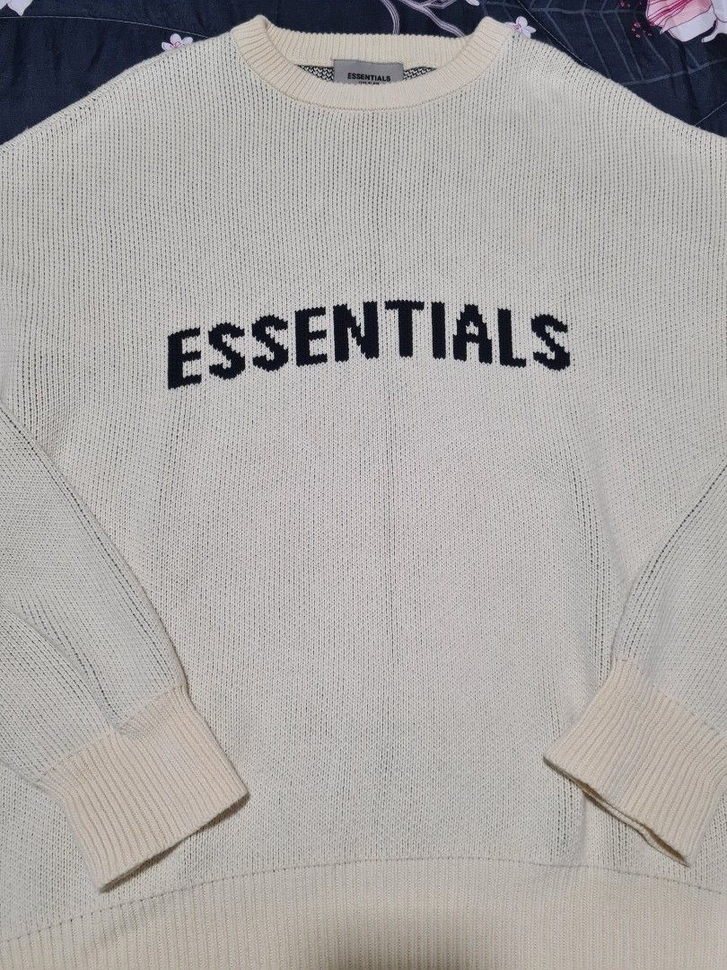 Fear of god deals essentials knit sweater buttercream